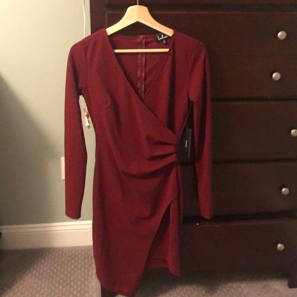 Lulus dark red long sleeve dress